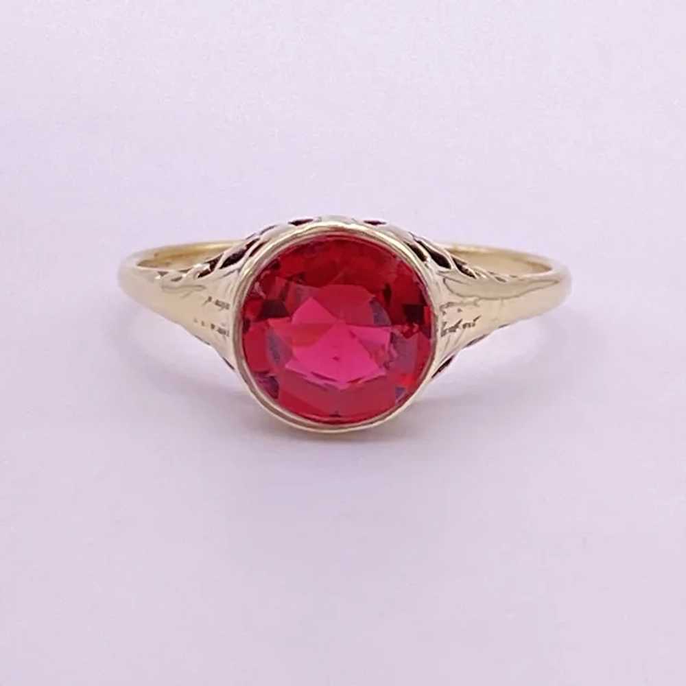 Edwardian Rubellite Tourmaline Solitaire Ring 1.2… - image 3