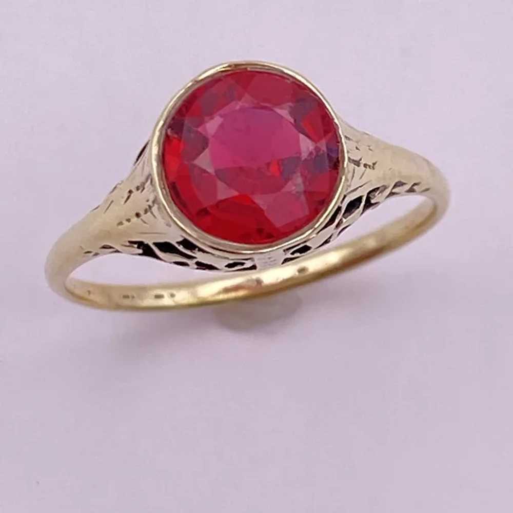 Edwardian Rubellite Tourmaline Solitaire Ring 1.2… - image 4