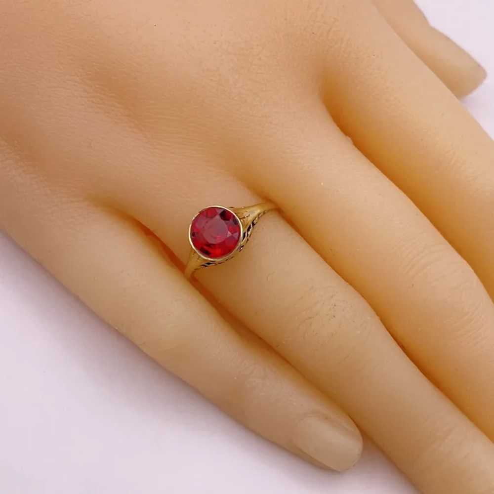 Edwardian Rubellite Tourmaline Solitaire Ring 1.2… - image 9