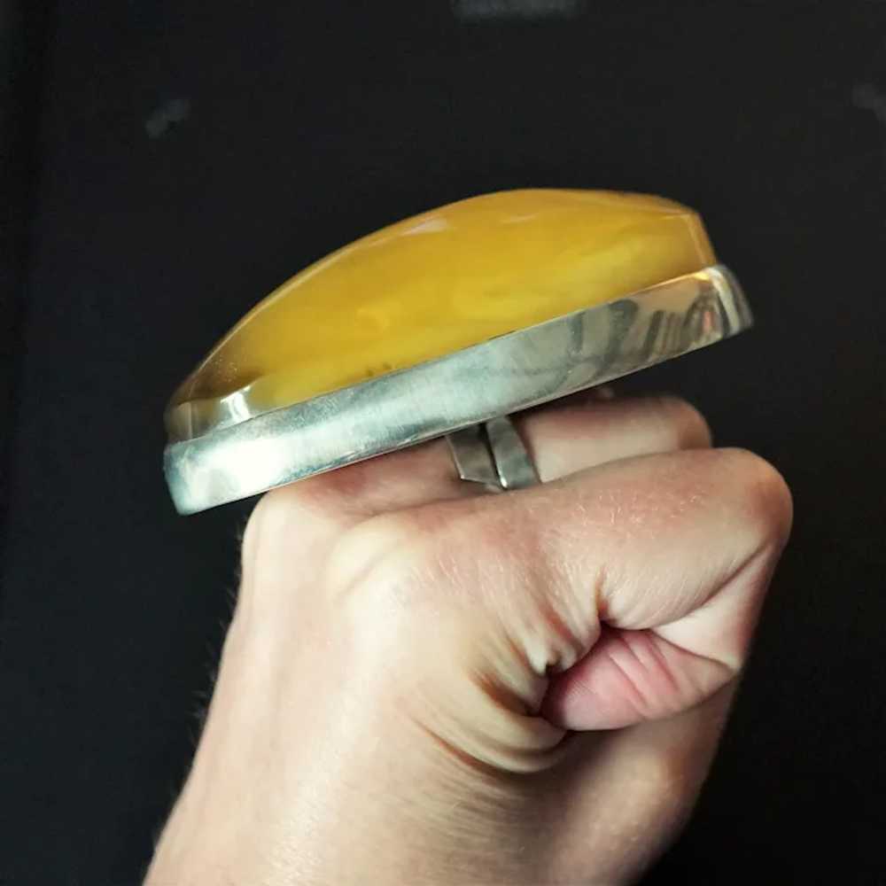 107,9g. Massive Baltic Amber Ring, Oversized Ring… - image 2