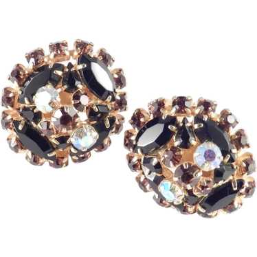 Large High Domed Rhinestone Earrings