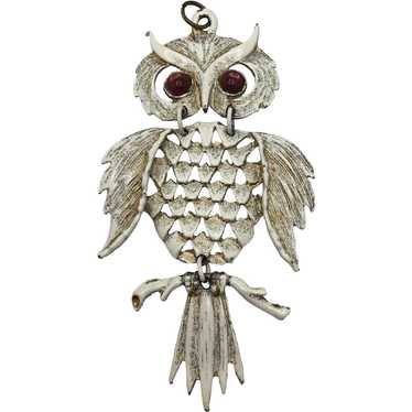 Whimsical Articulated Enamel Owl Pendant