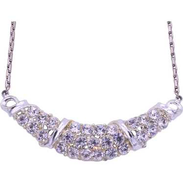 Necklace Rhinestone Rhodium Plated Swag Design - image 1