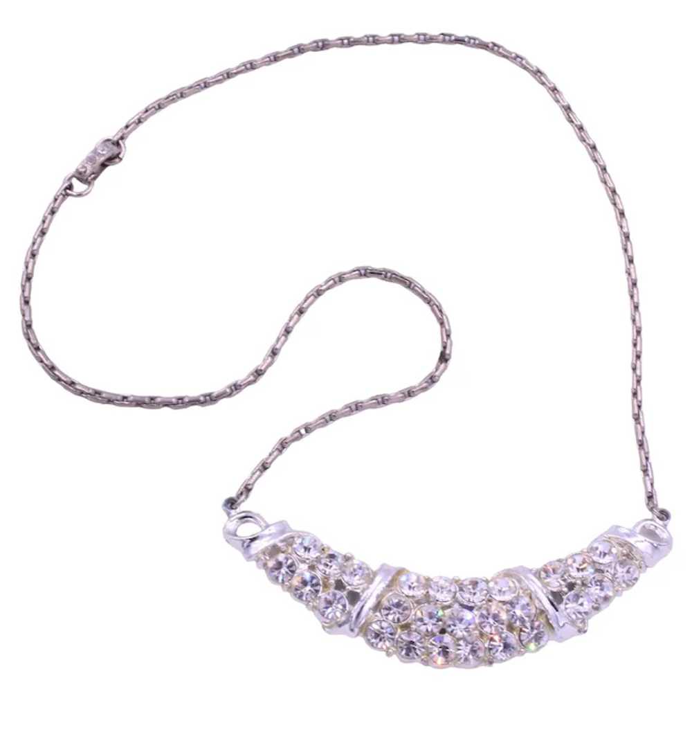 Necklace Rhinestone Rhodium Plated Swag Design - image 2