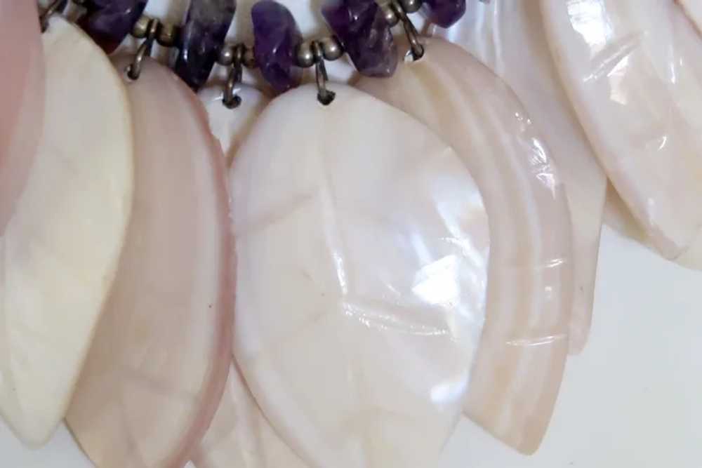 Vintage Stunning Amethyst Shell Necklace on Sterl… - image 6