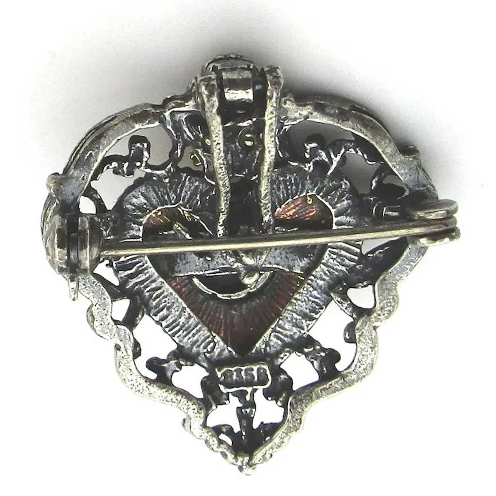 Vintage 835 B Silver Heart Pin Pendant w/ Gold Tr… - image 3