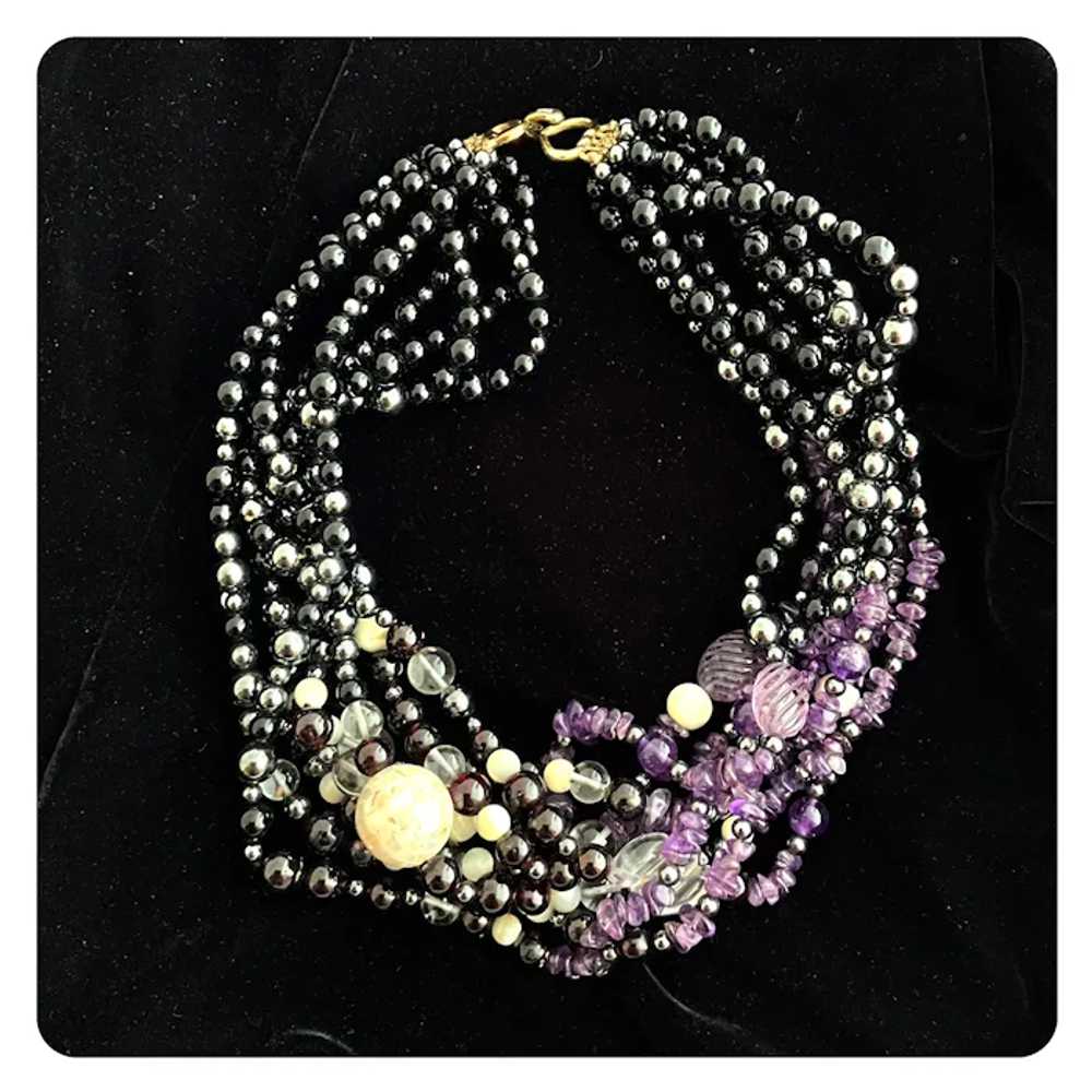 Vintage Alice Kuo 8 Strand Necklace with Semi-Pre… - image 3