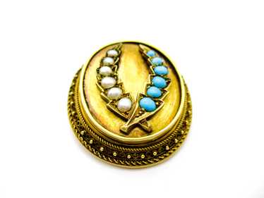 Antique Laurel Wreath Etruscan Revival Gold Brooch - image 1