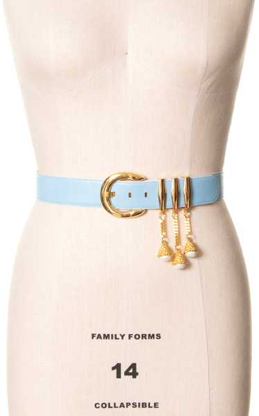 1980s ESCADA Blue Leather Cinch Belt with Charms |