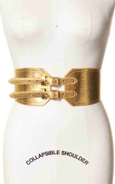 1960s Gold Double Buckled Cinch Belt | small/mediu