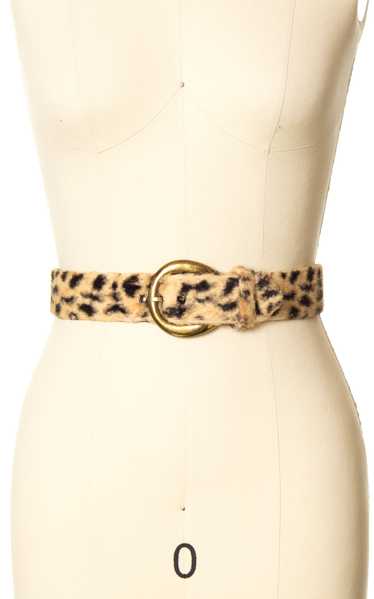 1950s 1960s Leopard Print Faux Fur Cinch Belt | x-