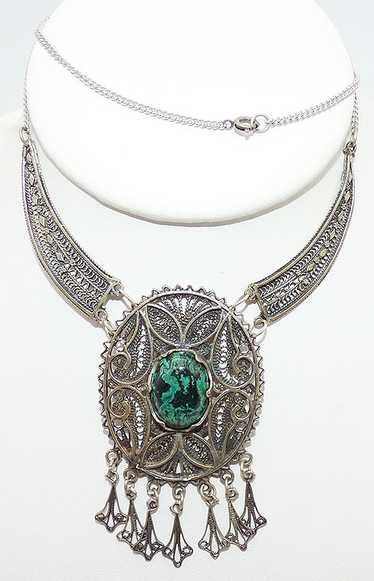 Yemenite Sterling Filigree Eilat Stone Necklace