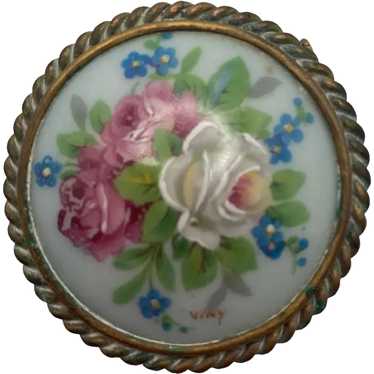 Viny Limoges Round Hand Painted Porcelain Floral B