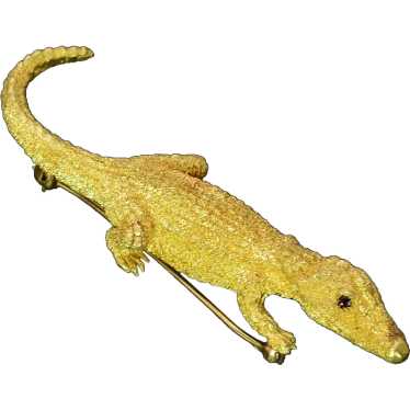 Craig Drake 18k Solid Yellow Gold Diamond Crocodil