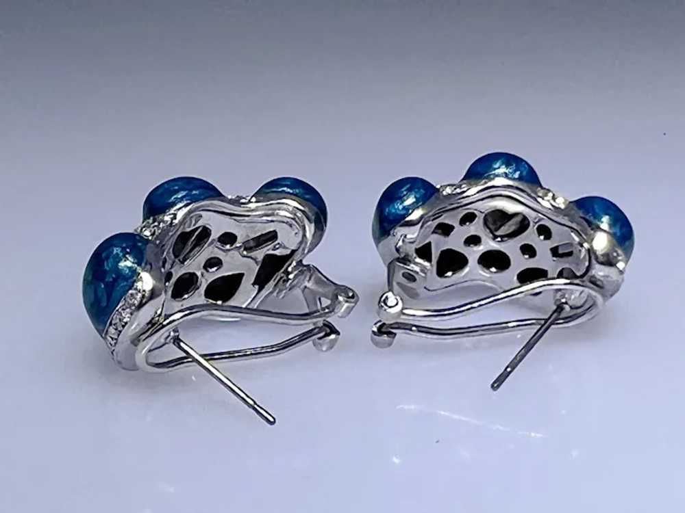 Vintage sterling silver enamel earrings, crystals - image 5