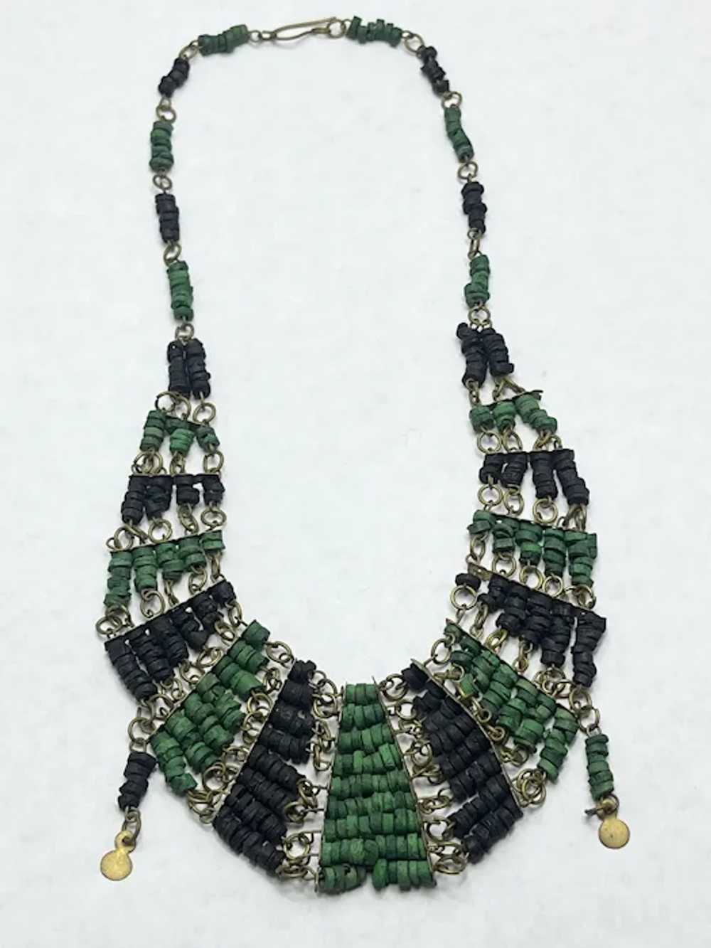 Vintage Egyptian Revival Faience Beaded Necklace - image 2