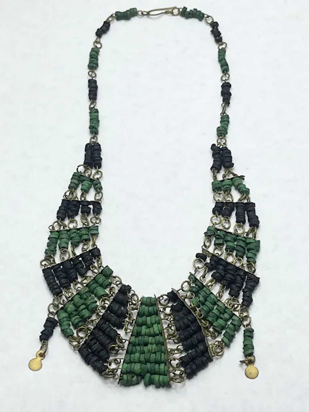 Vintage Egyptian Revival Faience Beaded Necklace - image 3