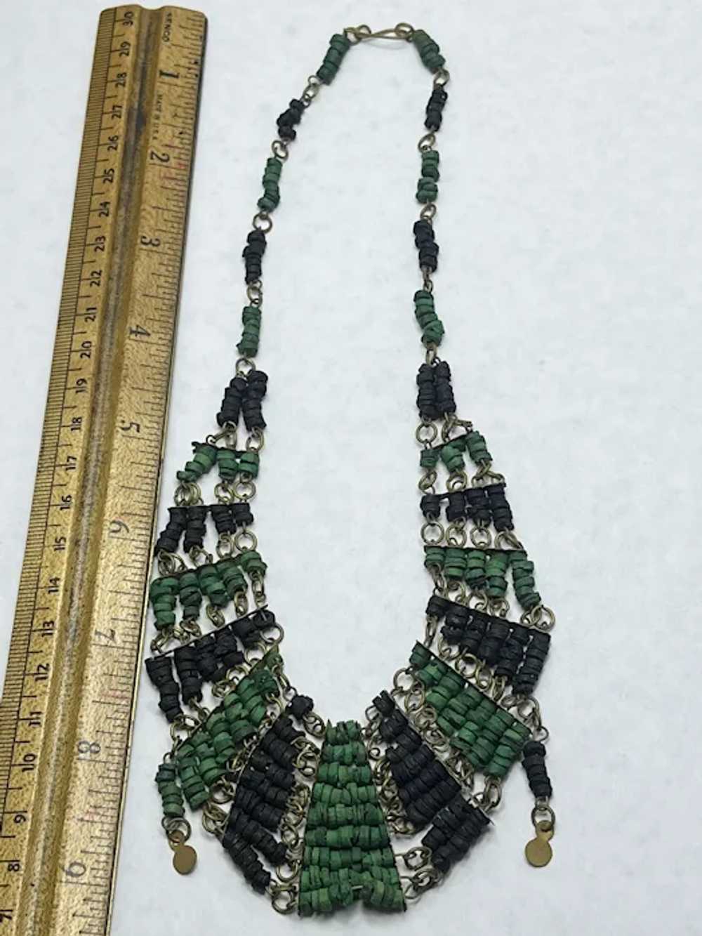 Vintage Egyptian Revival Faience Beaded Necklace - image 4