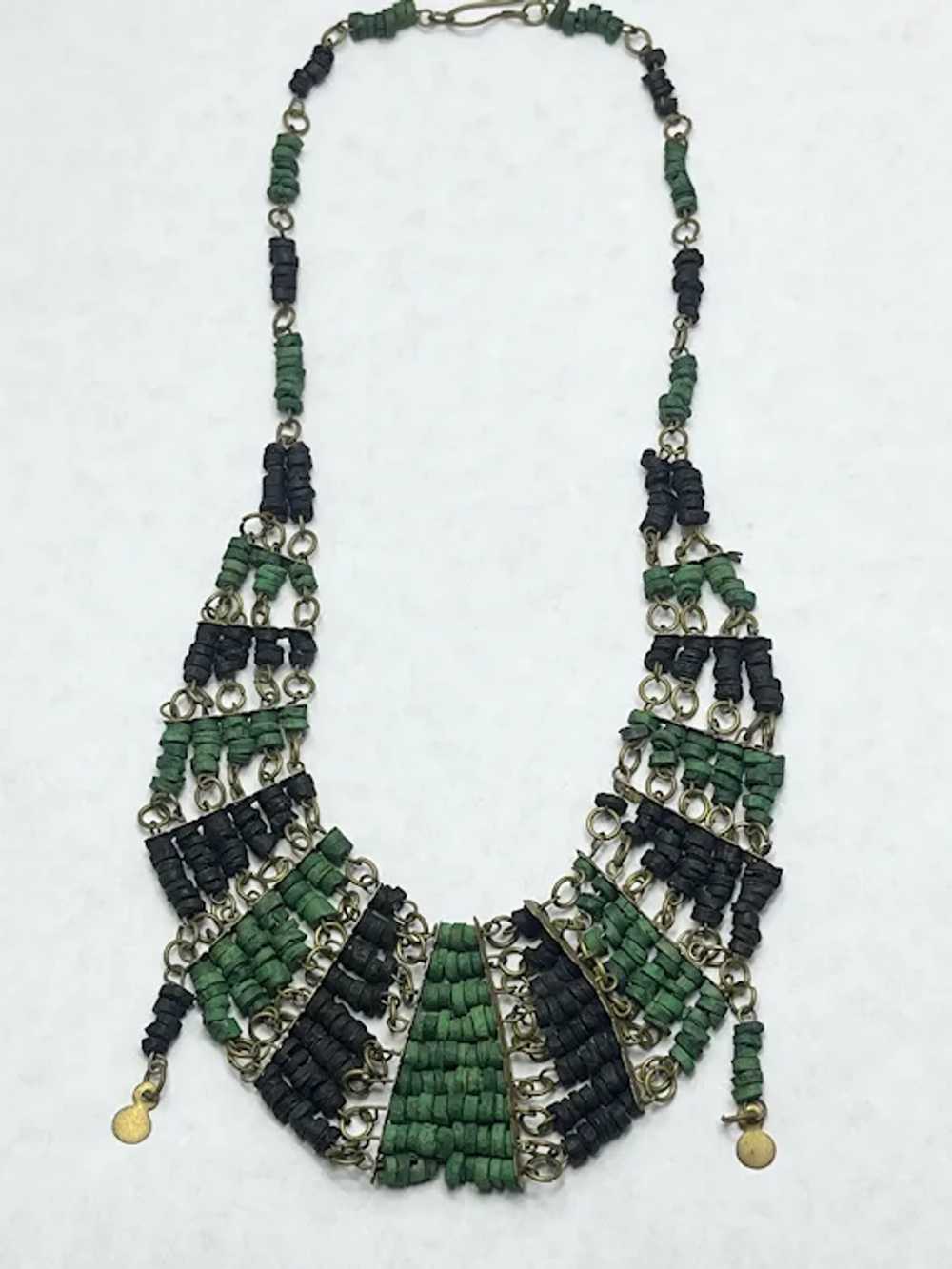 Vintage Egyptian Revival Faience Beaded Necklace - image 5