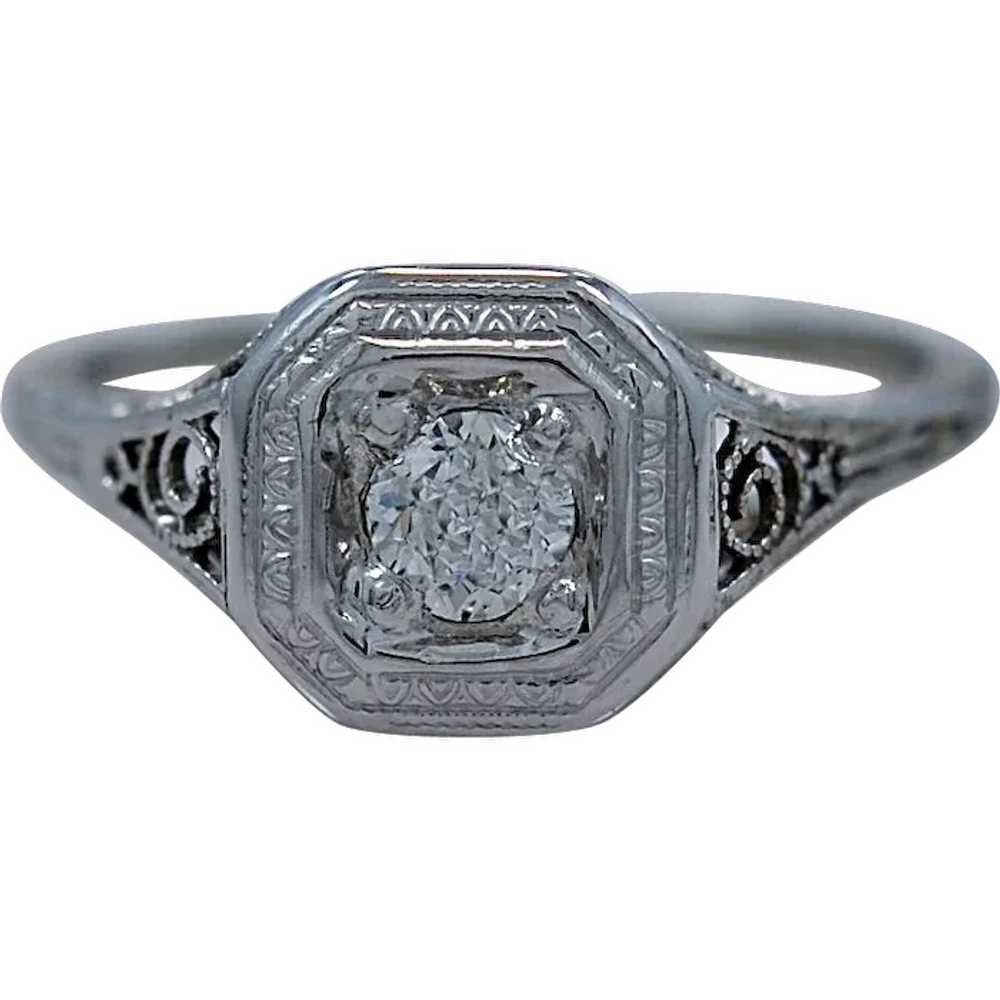 Edwardian .20ct. Diamond Antique Engagement - Fas… - image 1