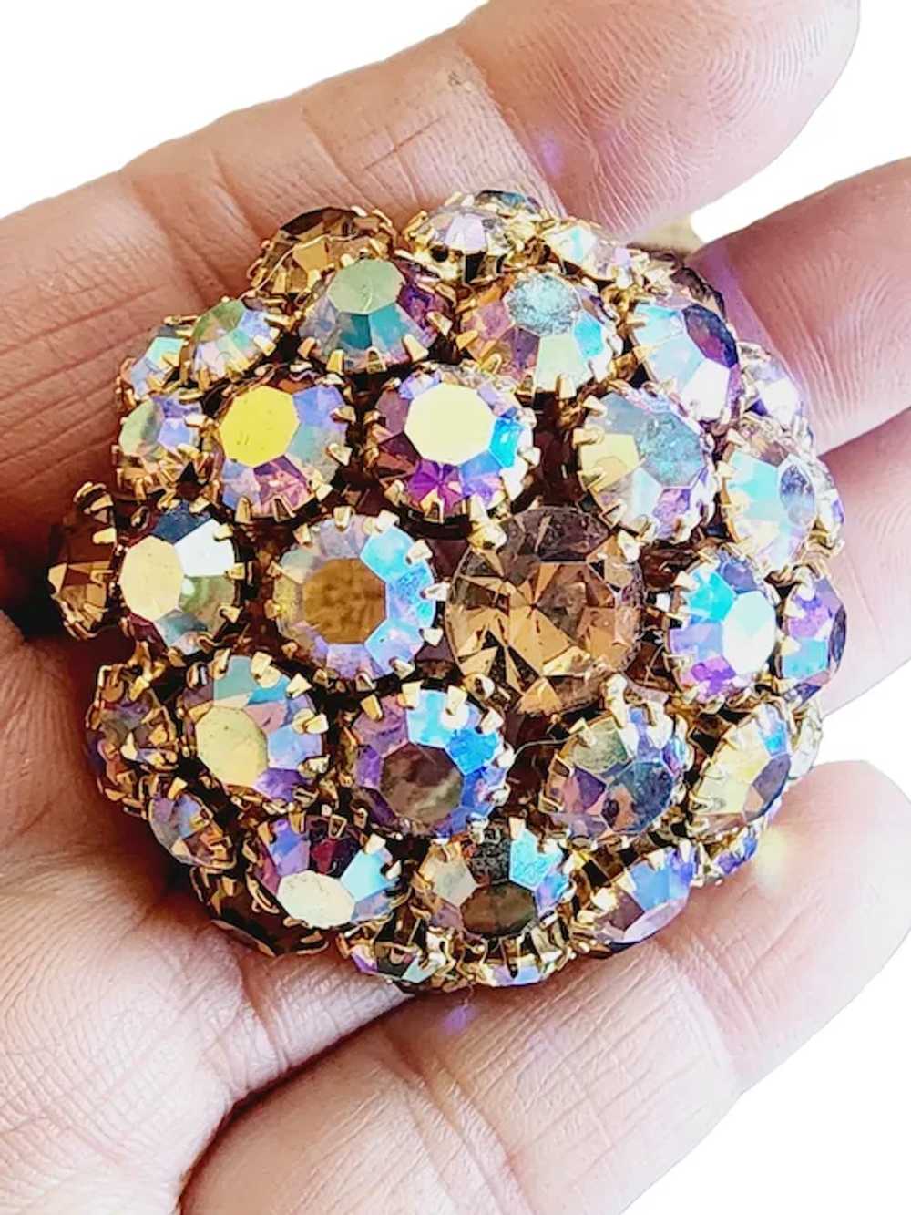 Vintage Signed Warner AB Rhinestone Domed Brooch … - image 3