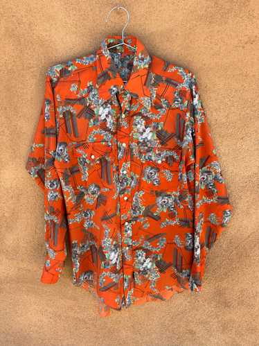 Disco Western Burnt Orange Floral Shirt