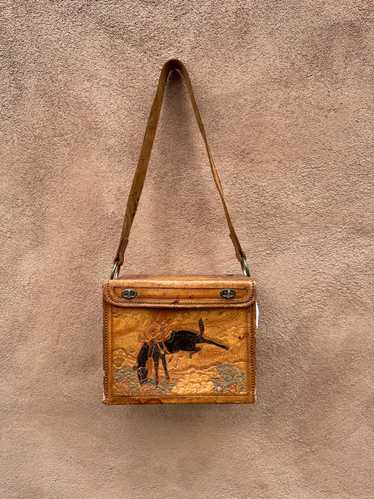 Hand Tooled Leather Cowboy Tack Box/Carry Case - image 1