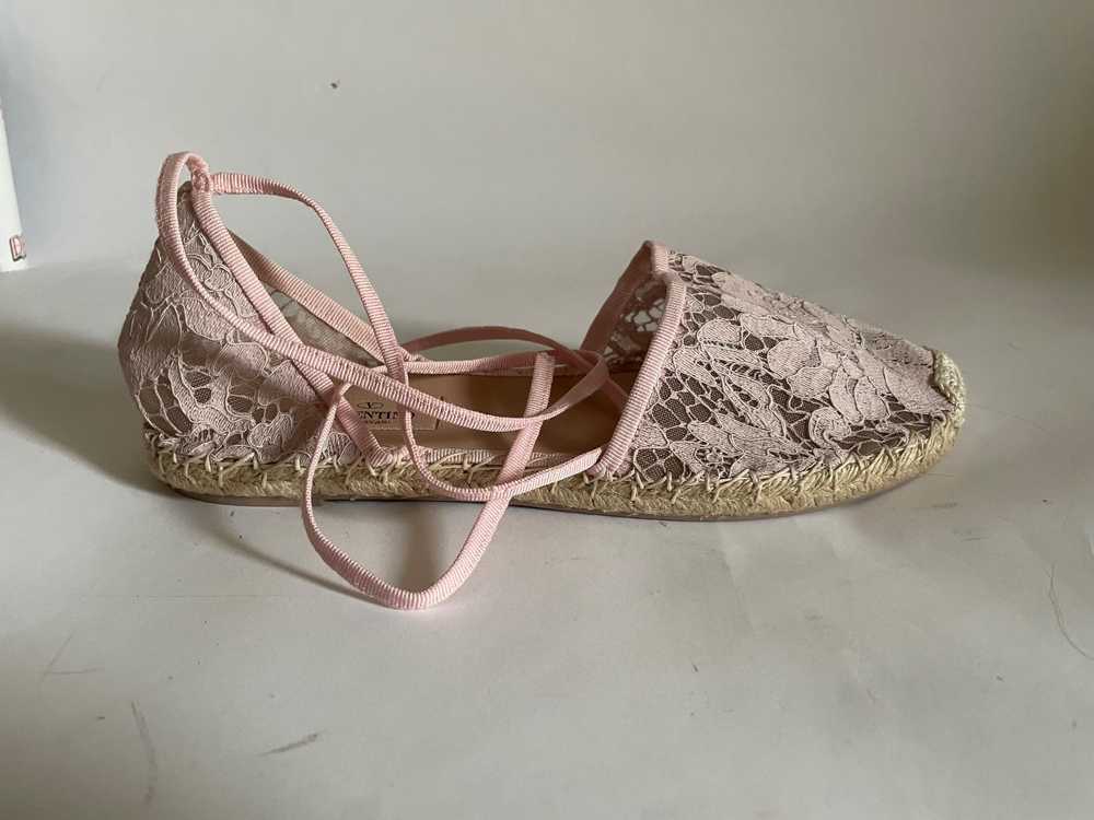 Valentino Pink Lace Ankle Tie Espadrilles - image 2