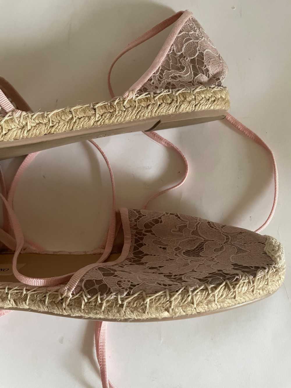 Valentino Pink Lace Ankle Tie Espadrilles - image 4