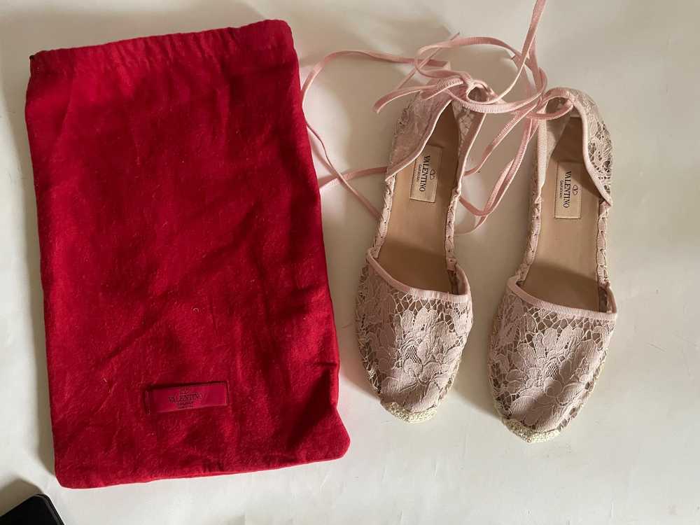 Valentino Pink Lace Ankle Tie Espadrilles - image 8