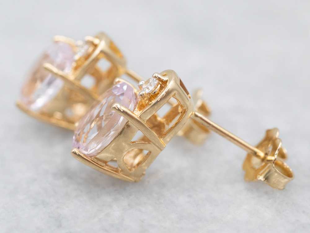 Gorgeous Kunzite Stud Earrings with Diamond Accen… - image 3