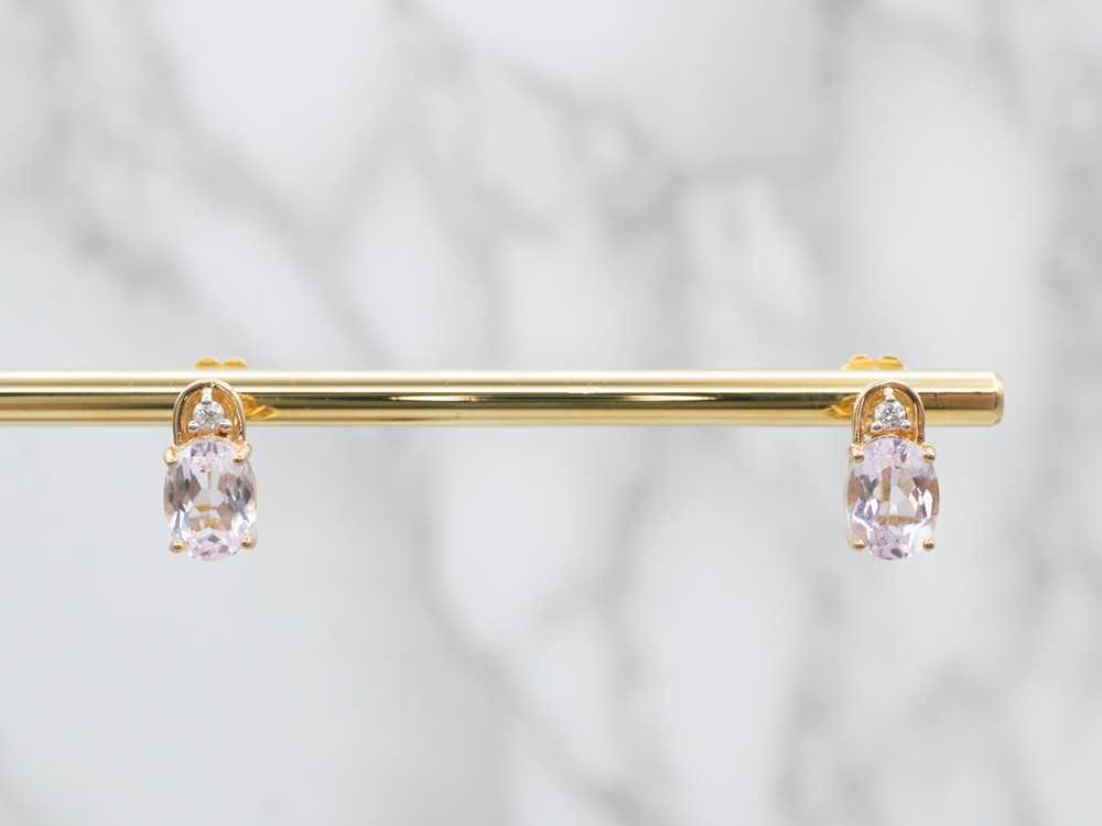 Gorgeous Kunzite Stud Earrings with Diamond Accen… - image 5