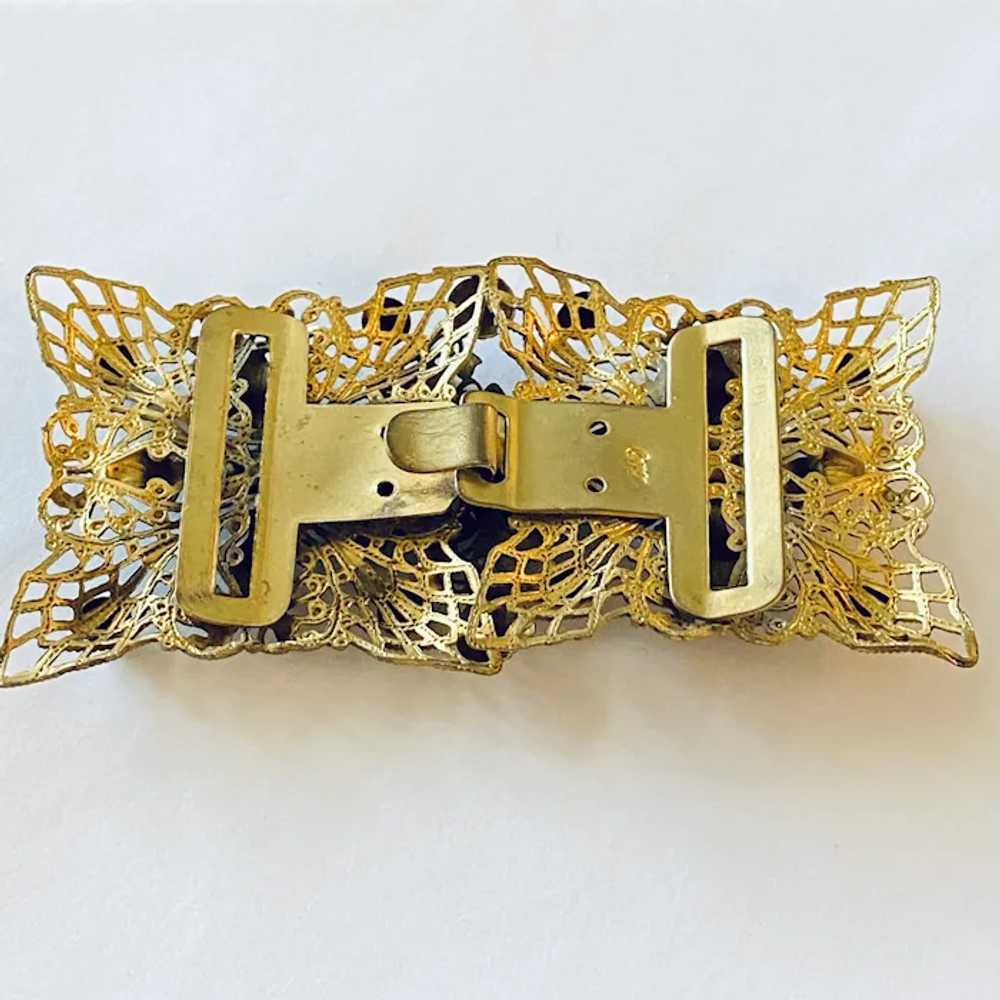Signed CORO brass two piece belt buckle floral Vi… - image 3