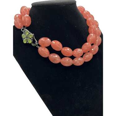 Strawberry quartz faceted double strand necklace - image 1