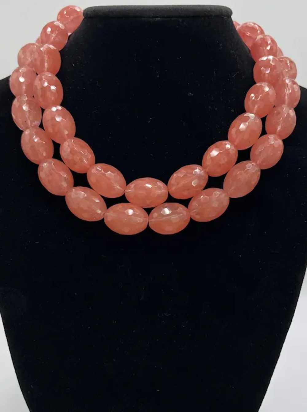Strawberry quartz faceted double strand necklace - image 2
