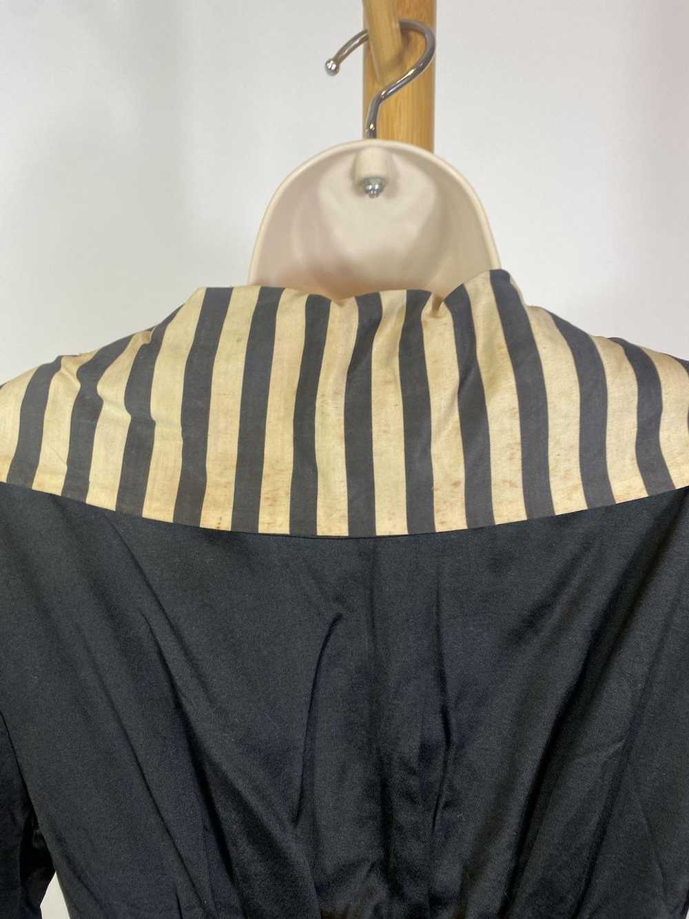 1940s Black Cotton Striped Trim Day Dress - image 10