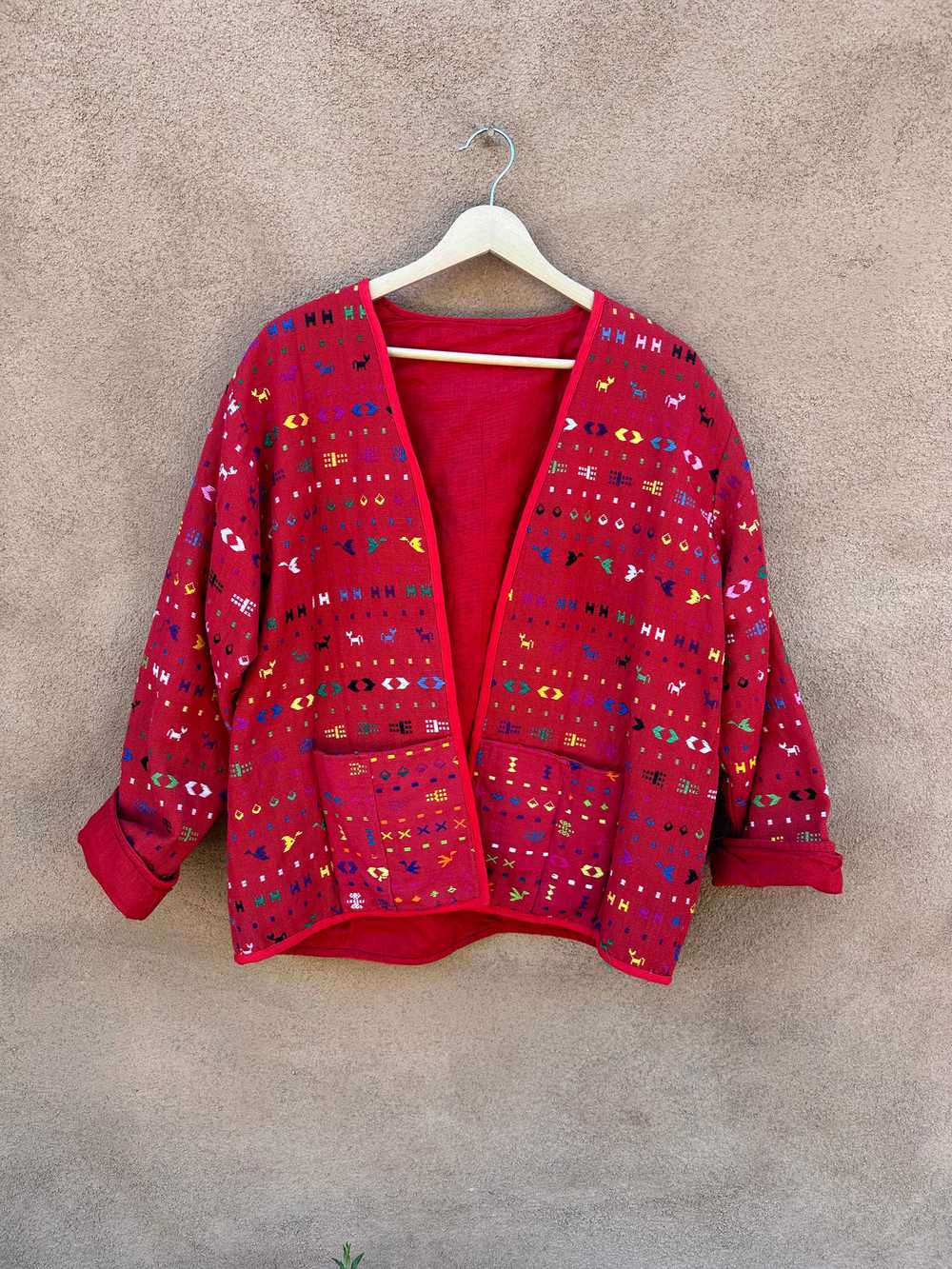 Red Textile Guatemalan Blazer - 100% Cotton - image 1