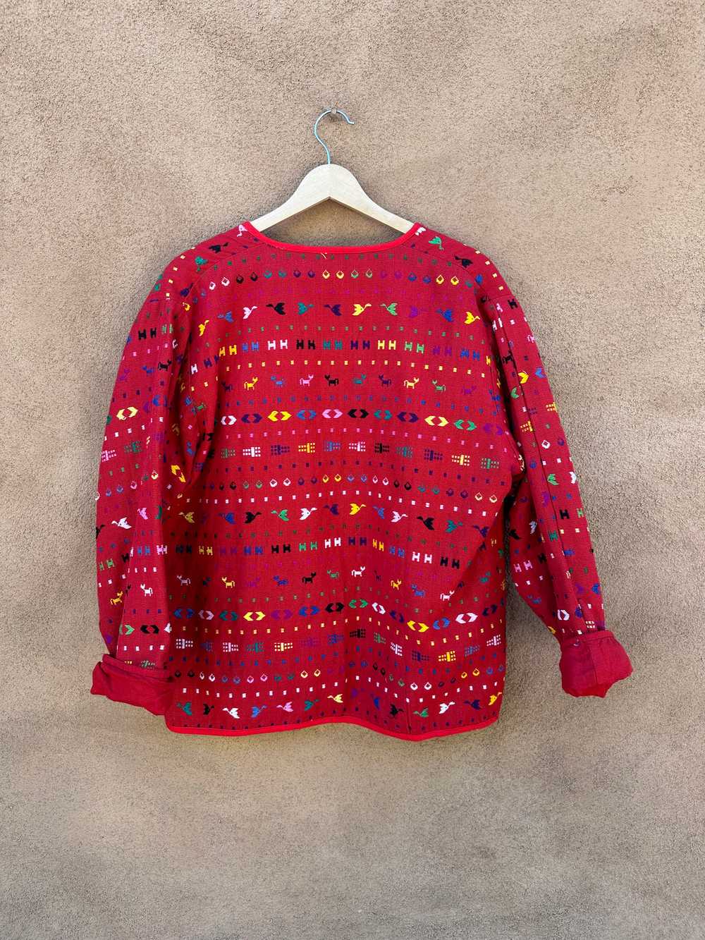 Red Textile Guatemalan Blazer - 100% Cotton - image 3