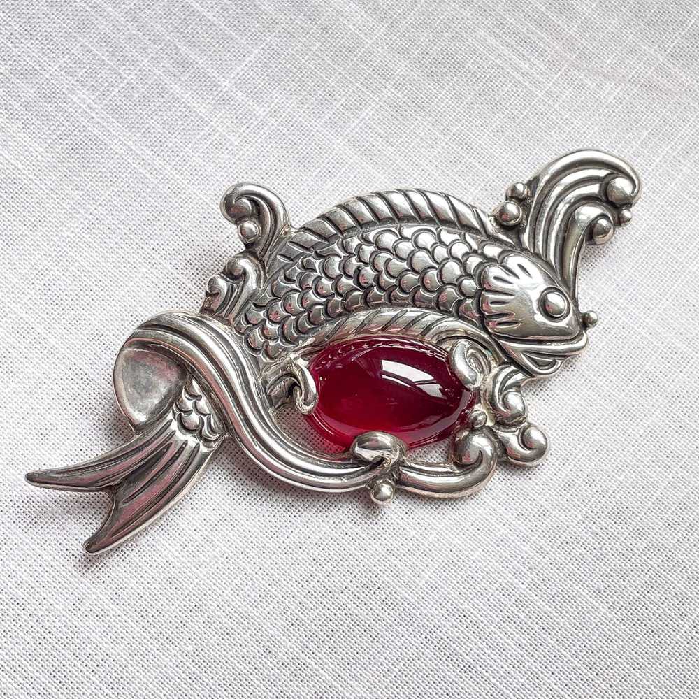 Rare Vintage Los Castillo Brooch Fish in Waves Br… - image 4