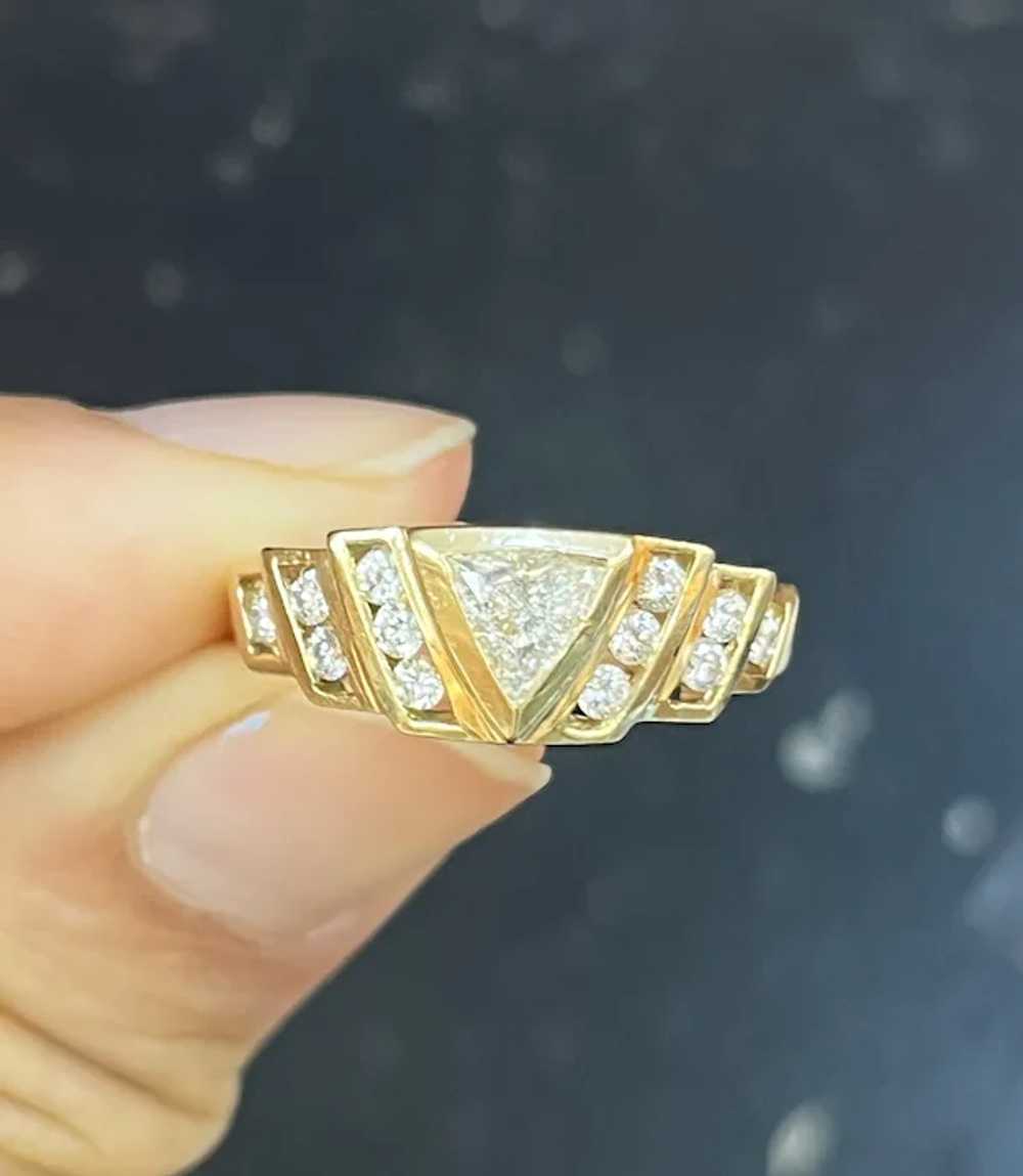 Vintage 14K Yellow Gold Diamond Geometric Ring Ba… - image 2