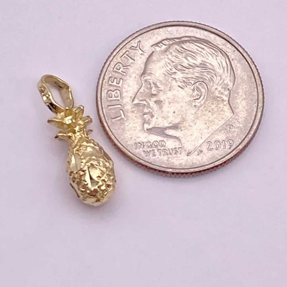 Tiny Pineapple Vintage Charm 14K Gold three-Dimen… - image 2