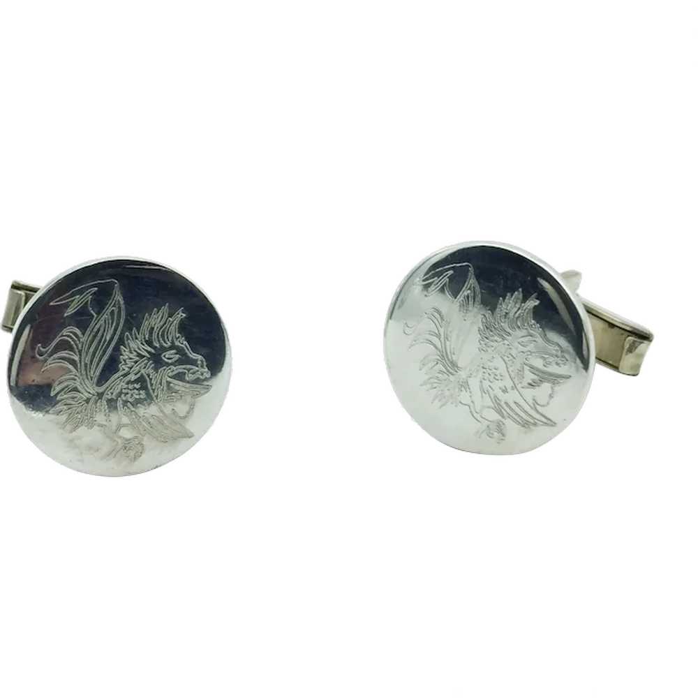 Sterling Silver Gamecock Cufflinks - image 1