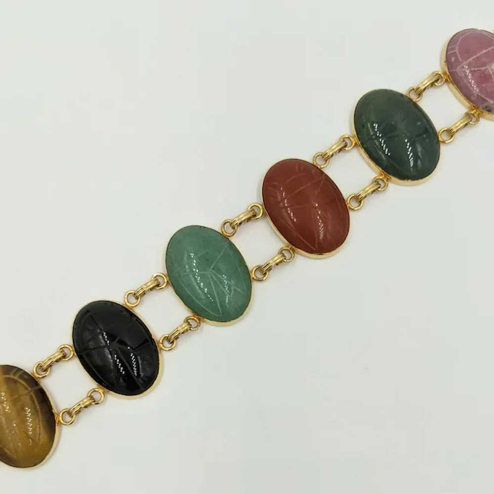 Vintage Gold Filled Scarab Bracelet Large Gems Ti… - image 12