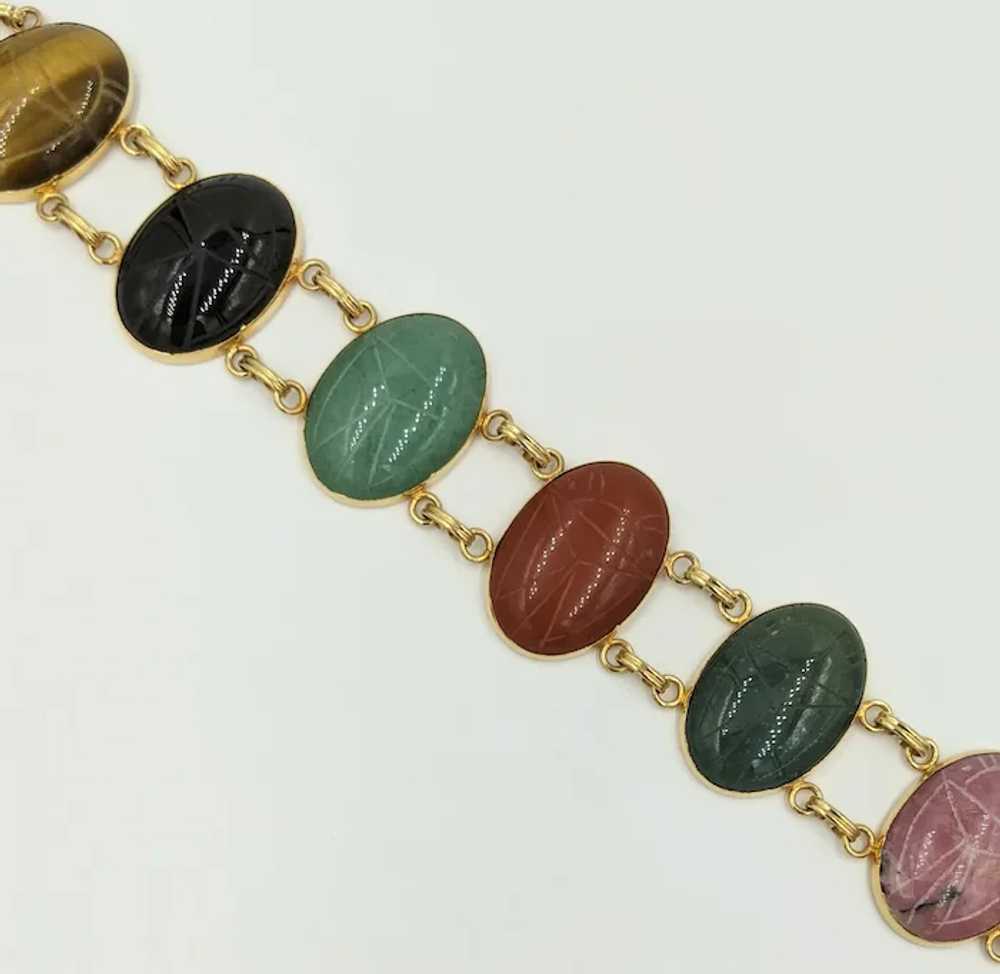 Vintage Gold Filled Scarab Bracelet Large Gems Ti… - image 2