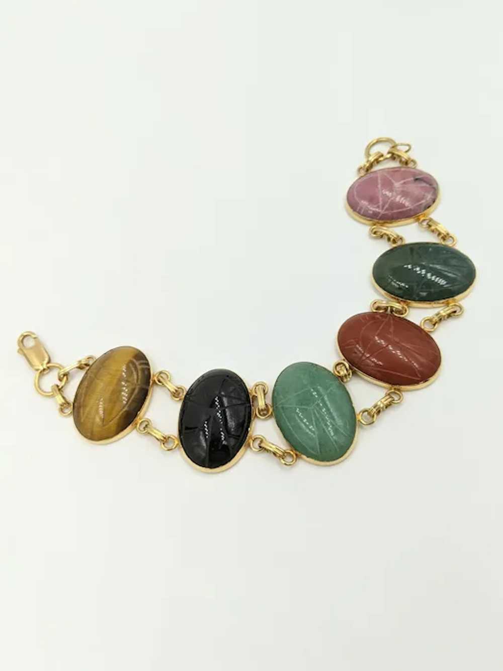 Vintage Gold Filled Scarab Bracelet Large Gems Ti… - image 3
