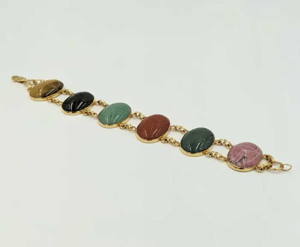 Vintage Gold Filled Scarab Bracelet Large Gems Ti… - image 6