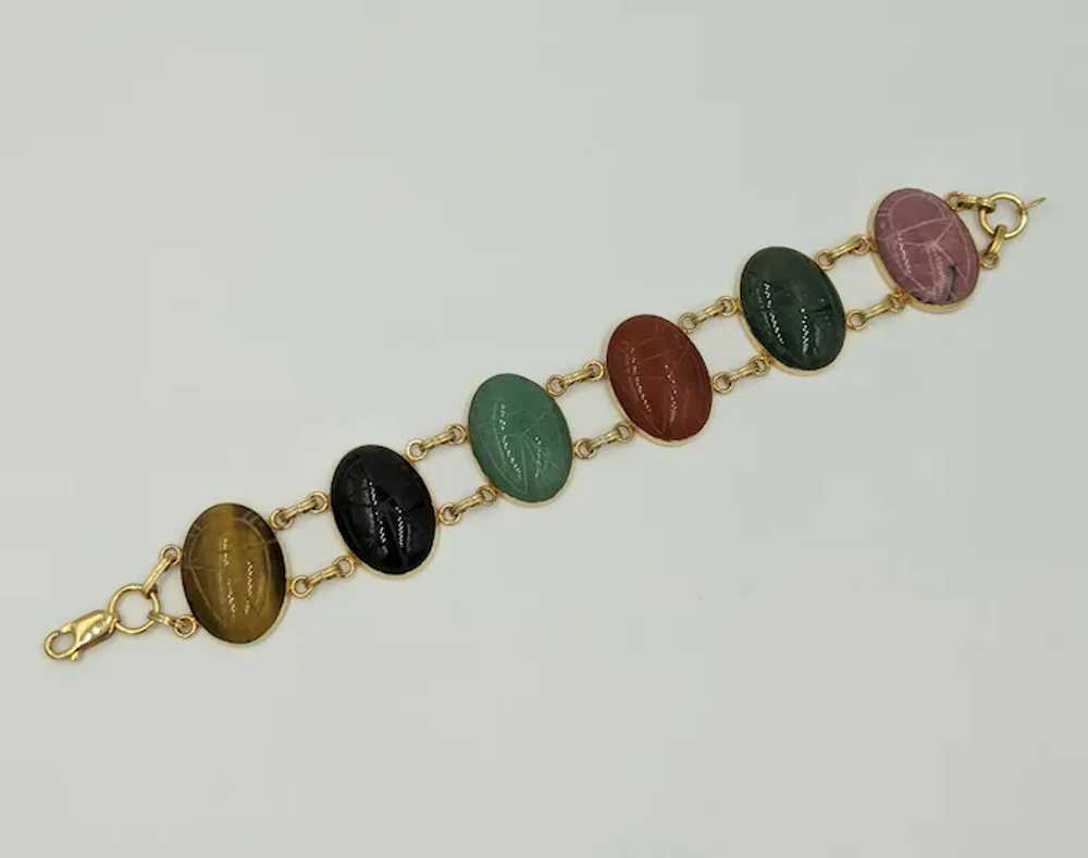 Vintage Gold Filled Scarab Bracelet Large Gems Ti… - image 7