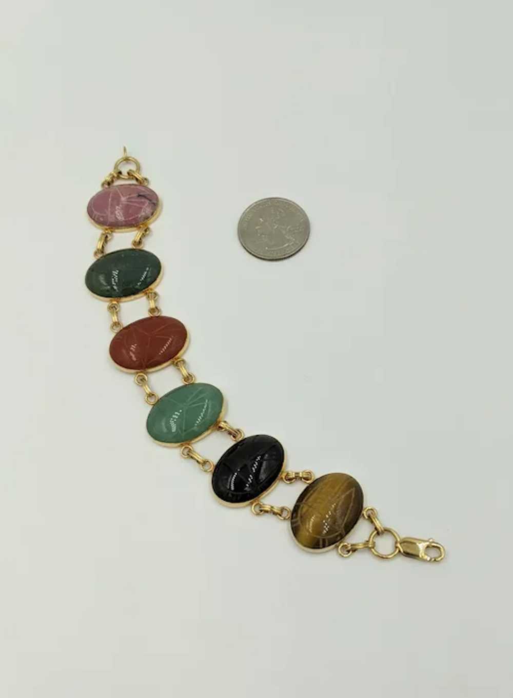Vintage Gold Filled Scarab Bracelet Large Gems Ti… - image 9