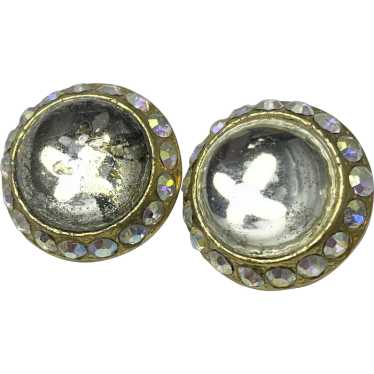 Vintage Glass Orb Rhinestone Earrings - image 1