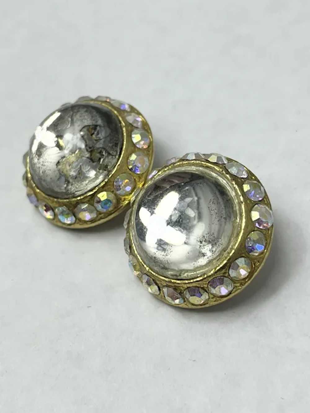 Vintage Glass Orb Rhinestone Earrings - image 3